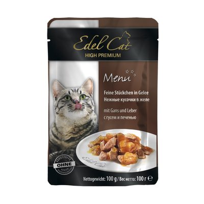 Вологий корм для котів Edel Cat pouch 100 г (гусак та печінка в желе) - masterzoo.ua