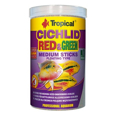 Сухий корм для акваріумних риб Tropical в паличках «Cichlid Red & Green Medium Sticks» 1 л (для всіх цихлід) - masterzoo.ua