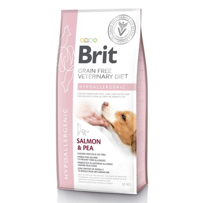 Сухий корм для собак, при харчовій алергії Brit GF Veterinary Diet Hypoallergenic 12 кг (лосось) - masterzoo.ua