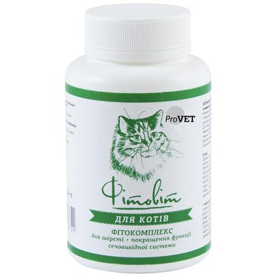 Фитокомплекс для кошек ProVET «Фитовит» 100 таблеток, 72 г (для кожи и шерсти + для поддержания мочевыделительной системы) - masterzoo.ua