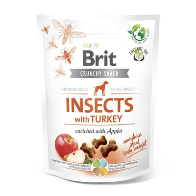 Лакомство для собак Brit Care Dog Crunchy Cracker 200 г - насекомые, индейка и яблоко - masterzoo.ua