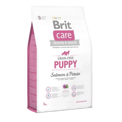 Сухой корм для щенков всех пород Brit Care GF Puppy Salmon & Potato 3 кг (лосось) - masterzoo.ua
