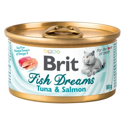 Влажный корм для кошек Brit Fish Dreams 80 г (лосось и тунец) - masterzoo.ua