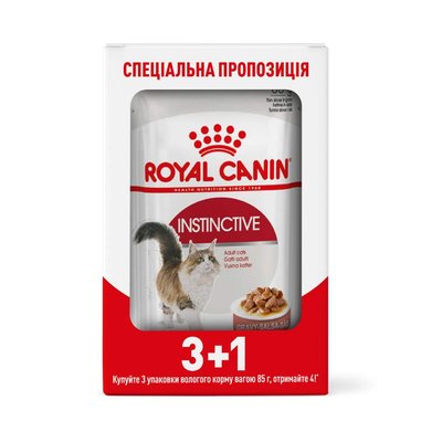 Вологий корм для котів Royal Canin Instinctive Gravy pouch 85 г, 3+1 шт - домашня птиця - masterzoo.ua