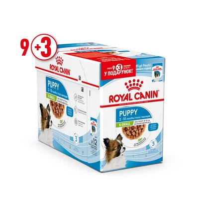 Вологий корм для цуценят мініатюрних порід Royal Canin X-Small Puppy Gravy 85г, 9+3 шт у подарунок (домашня птиця) - masterzoo.ua