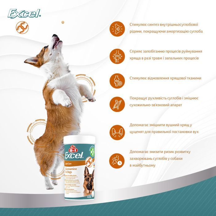 8in1 Excel Glucosamine Joint Care вітаміни для собак 55 шт - masterzoo.ua