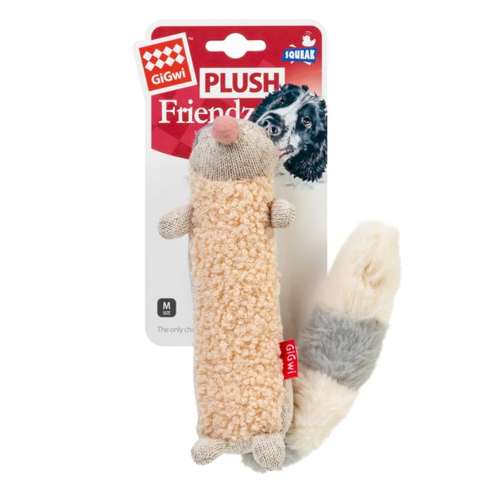 Іграшка для собак GiGwi Plush Єнот з пискавкою | M - 17 см - masterzoo.ua