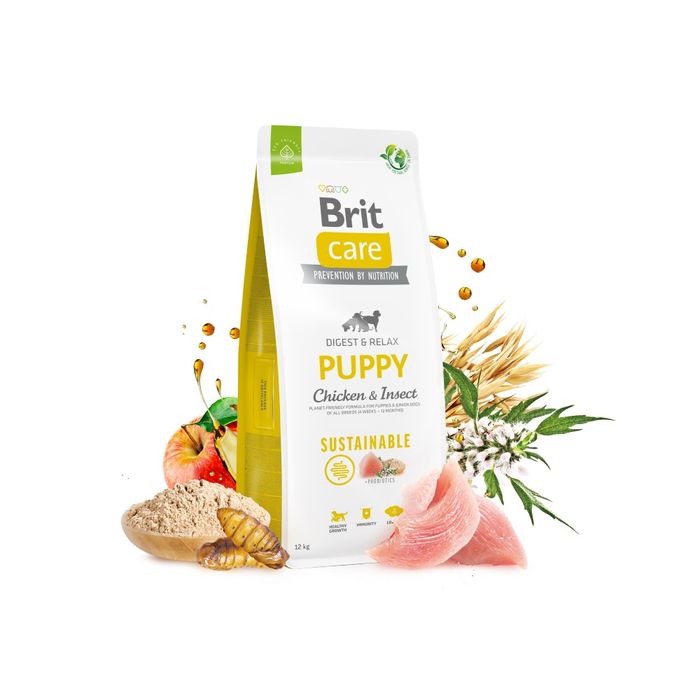 Сухой корм для щенков Brit Care Dog Sustainable Puppy 12 кг - курица и насекомые - masterzoo.ua