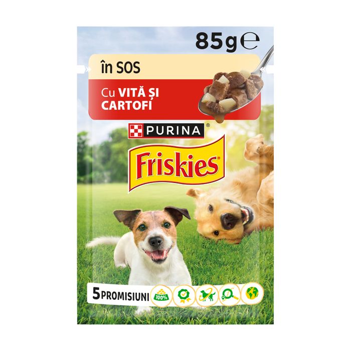 Вологий корм для собак Friskies Adult pouch 85 г - яловичина та картопля - masterzoo.ua