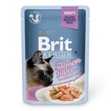 Влажный корм для стерилизованных кошек Brit Premium Cat Salmon Fillets Gravy pouch 85 г (филе лосося в соусе)