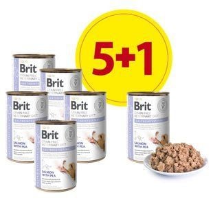 Набір вологого корму для собак Brit Grain Free Veterinary Diets Gastrointestinal 5+1 шт х 400 г - лосось - masterzoo.ua