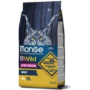 Сухой корм для кошек Monge Bwild Low Grain Adult 1,5кг - мясо зайца - masterzoo.ua