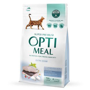 Cухой корм для кошек Optimeal Extra Shine 700 г - треска - masterzoo.ua