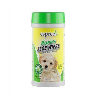 Вологі серветки для цуценят Espree Puppy Aloe Wipes 50 шт - дитяча присипка - masterzoo.ua