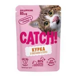 Вологий корм для котів Catch! 85 г - курка та овочі - masterzoo.ua