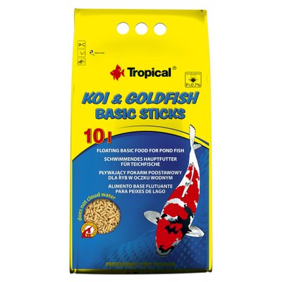 Сухий корм для ставкових риб Tropical в паличках «Koi & Goldfish Basic Sticks» 10 л (для всіх ставкових риб) - masterzoo.ua