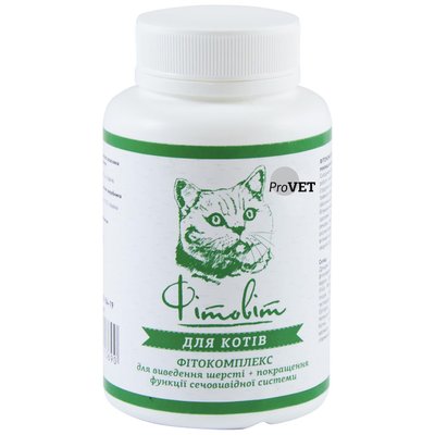 Фитокомплекс для кошек ProVET «Фитовит» 100 таблеток, 72 г (для вывода шерсти + для поддержания мочевыделительной системы) - masterzoo.ua