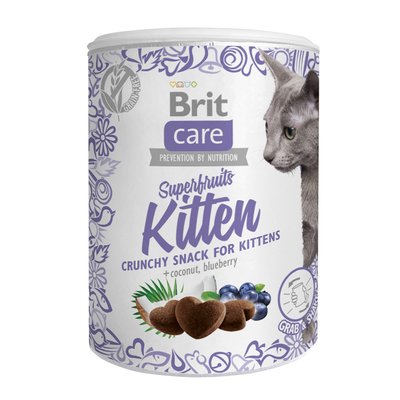 Ласощі для кошенят Brit Care Crunchy Cracker Superfruits 100 г - курка, кокос і чорниця - masterzoo.ua