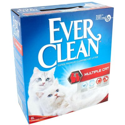 Наповнювач туалета для котів Ever Clean Multiple Cat без ароматизатора 6 л (бентонітовий) - masterzoo.ua