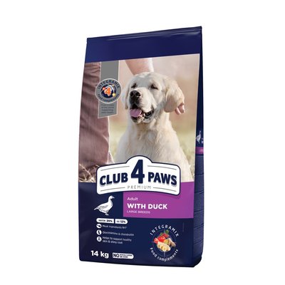 Сухой корм для взрослых собак крупных пород Club 4 Paws Premium 14 кг (утка) - masterzoo.ua