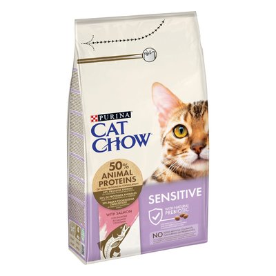 Сухой корм для кошек с чувствительным пищеварением Cat Chow Sensitive 1,5 кг (лосось) - masterzoo.ua