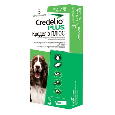 Таблетки для собак Elanco Credelio Plus от 11 до 22 кг 3 шт - masterzoo.ua