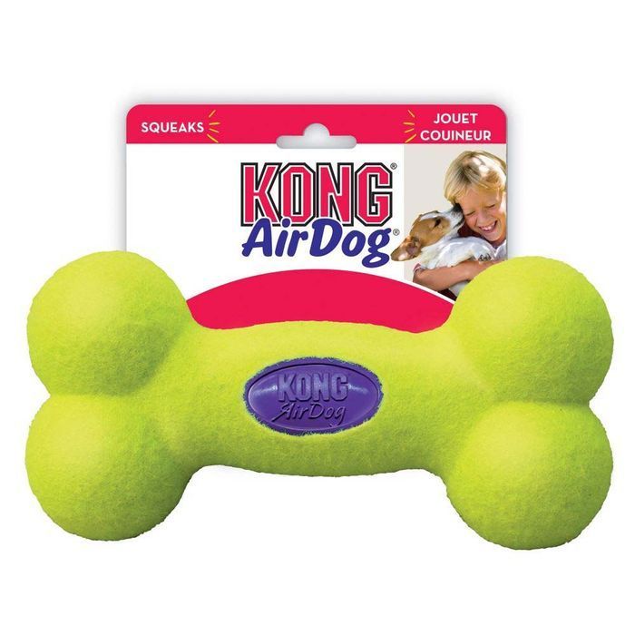Kong AirDog Squeaker Bone іграшка для собак M 15,9 см - жовтий - masterzoo.ua