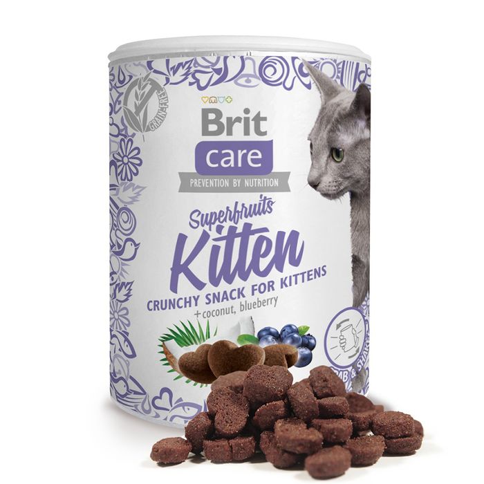 Лакомство для котят Brit Care Crunchy Cracker Superfruits 100 г - курица, кокос и черника - masterzoo.ua