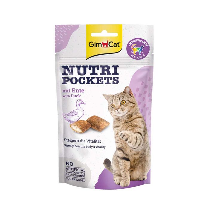 Витаминные лакомства для кошек GimCat Nutri Pockets Утка+Мультивитамин 60 г - masterzoo.ua