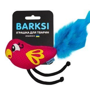 Іграшка для котів Barksi Дентал Папуга з дзвіночком 11х8 см - рожевий - masterzoo.ua