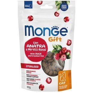 Ласощі для котів Monge Gift Sterilised 60 г - качка та журавлина - masterzoo.ua