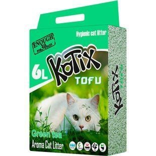 Наповнювач для котячого туалету Kotix Tofu 6 л - зелений чай - masterzoo.ua