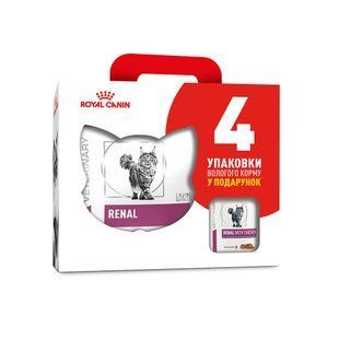Набір сухого та вологого корму для котів Royal Canin Renal 2 кг + 4 шт х 85 г - masterzoo.ua