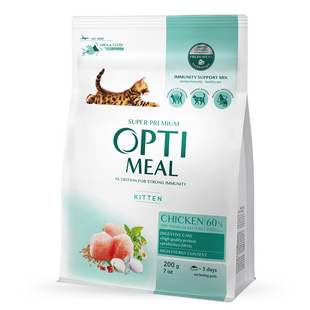 Сухой корм для котят Optimeal Kitten Chicken 200 г - курица - masterzoo.ua