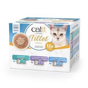 Упаковка влажного корма для кошек Catit Cuisine Fillet Tuna 12 шт х 75 г - ассорти - masterzoo.ua