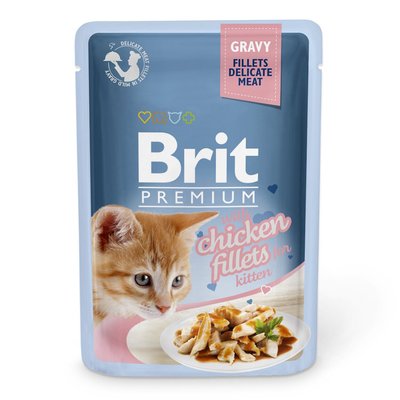 Вологий корм для кошенят Brit Premium Cat Chicken Fillets for Kitten Gravy pouch 85 г (філе курки в соусі) - masterzoo.ua