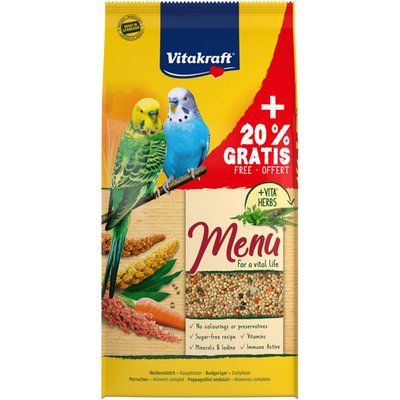 Корм для волнистых попугаев Vitakraft «Premium Menu» 1 кг + 20 % - masterzoo.ua