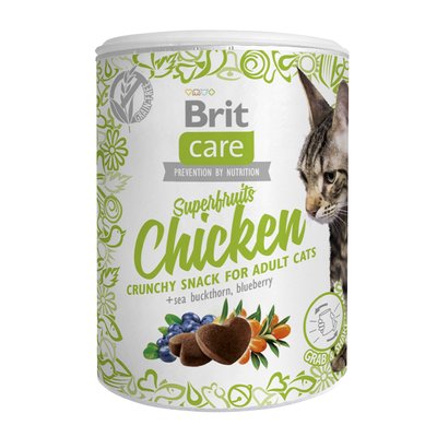 Ласощі для котів Brit Care Crunchy Cracker Superfruits 100 г - курка, обліпиха і чорниця - masterzoo.ua