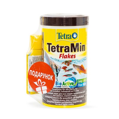 Набір сухий корм для акваріумних риб Tetra в пластівцях «TetraMin Flakes» 500 мл + подарунок Tetra Aqua Safe 50 мл - masterzoo.ua