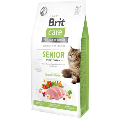 Сухий корм для літніх котів із зайвою вагою Brit Care Cat GF Senior Weight Control 7 кг (курка) - masterzoo.ua