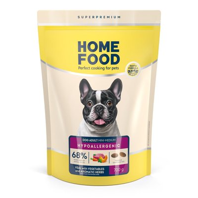 Сухий корм для собак Home Food Hypoallergenic Adult Mini & Medium 700 г - телятина з овочами - masterzoo.ua