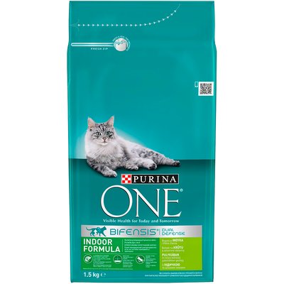 Сухий корм для домашніх котів Purina One Indoor 1,5 кг (індичка)