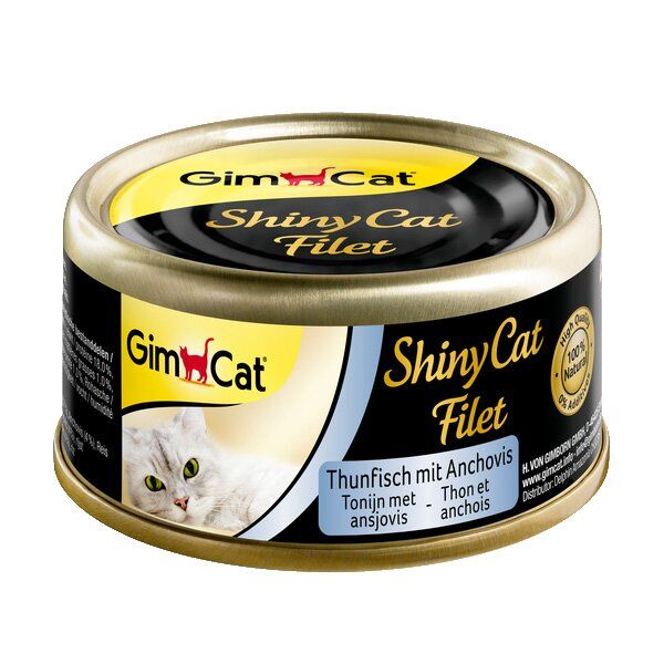 Влажный корм для кошек GimCat Shiny Cat Filet 70 г (тунец и анчоус) - masterzoo.ua