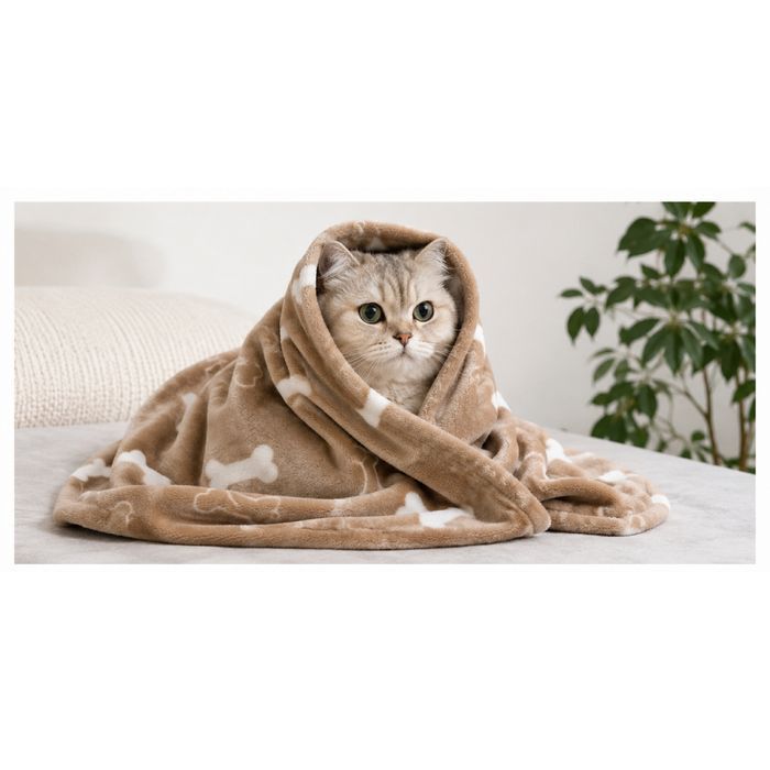 Плед для кошек Pet Fun Кость 70х100 см - бежевый - masterzoo.ua