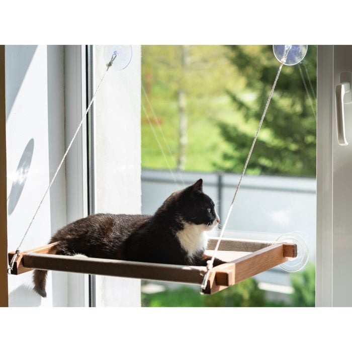 Гамак на окно для кошек PetJoy 54x35x3,5 см - коричнево-бежевый - masterzoo.ua