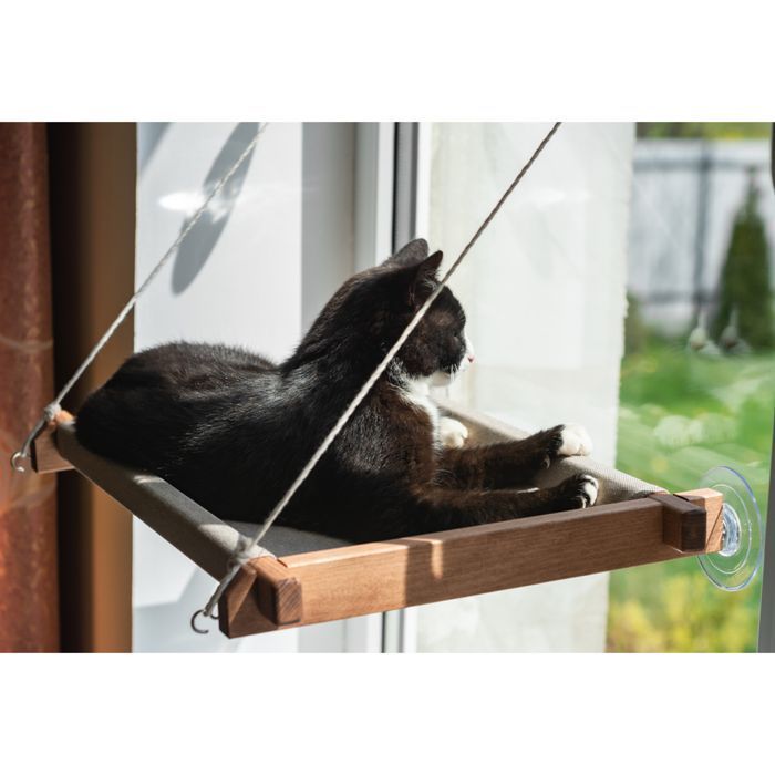 Гамак на окно для кошек PetJoy 54x35x3,5 см - коричнево-бежевый - masterzoo.ua