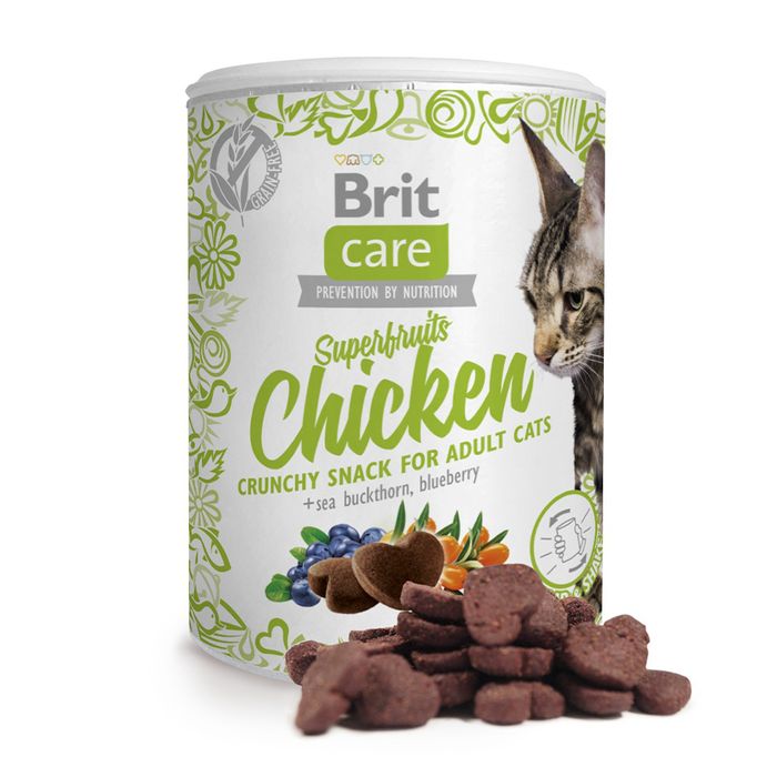 Лакомство для кошек Brit Care Crunchy Cracker Superfruits 100 г - курица, облепиха и черника - masterzoo.ua