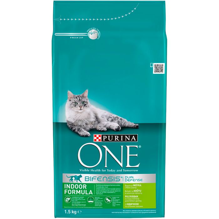 Сухой корм для домашних кошек Purina One Indoor 1,5 кг (индейка) - masterzoo.ua