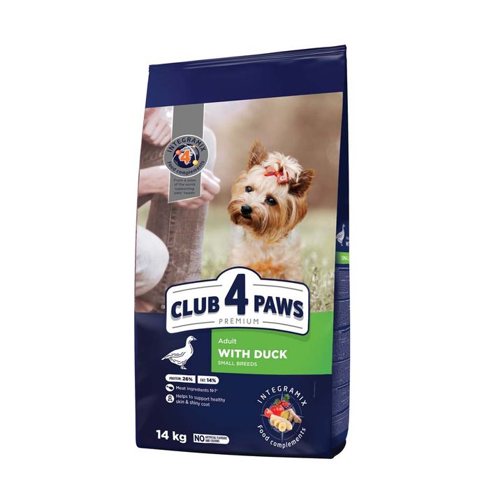 Сухий корм для дорослих собак малих порід Club 4 Paws Premium 14 кг (качка) - masterzoo.ua