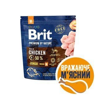 Cухий корм для цуценят Brit Premium Dog Junior M 1 кг - курка - masterzoo.ua